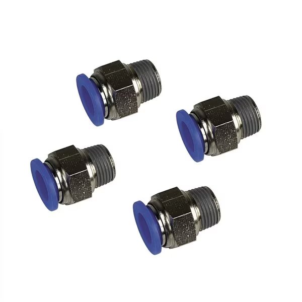 1/2-in. x 3/8-in. Male NPT Push to Connect Straight Union for 1/2-in. OD Air Tubing, 4PK, Primefit, Mfr#: PC1238M-4